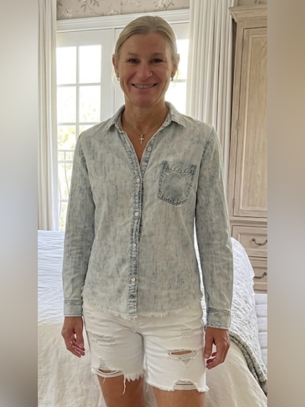 Rails Light Wash Denim Button-Up Shirt - Pale Blue - Picture 1 of 7